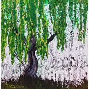 Art Print from my Original Work 10" x 10" "Weeping Willow Tree" Acid Free Stock